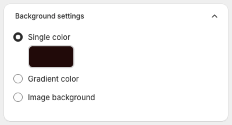 Background settings with Single color, Gradient color and Image background