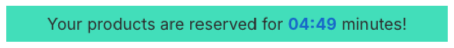 Announcement bar in the cart drawer with Your products are reserved for 04:51 minutes!