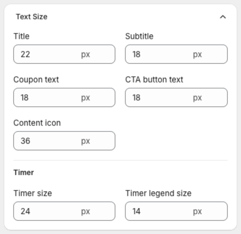 Text Size card