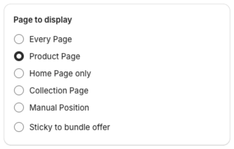 Page to display with Product Page selected