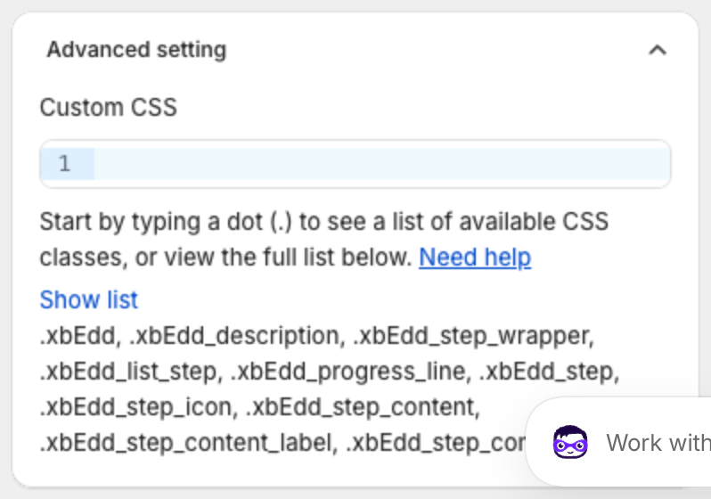 Advanced setting with Custom CSS and the CSS class list