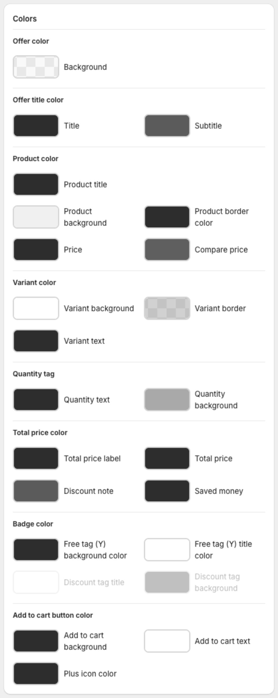 Colors card