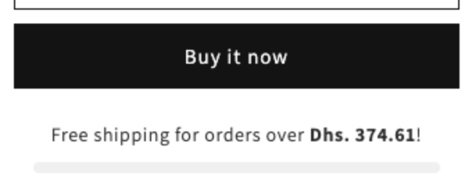 Free shipping bar below the Buy it now button on a product page