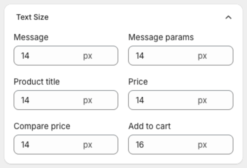 Text Size card