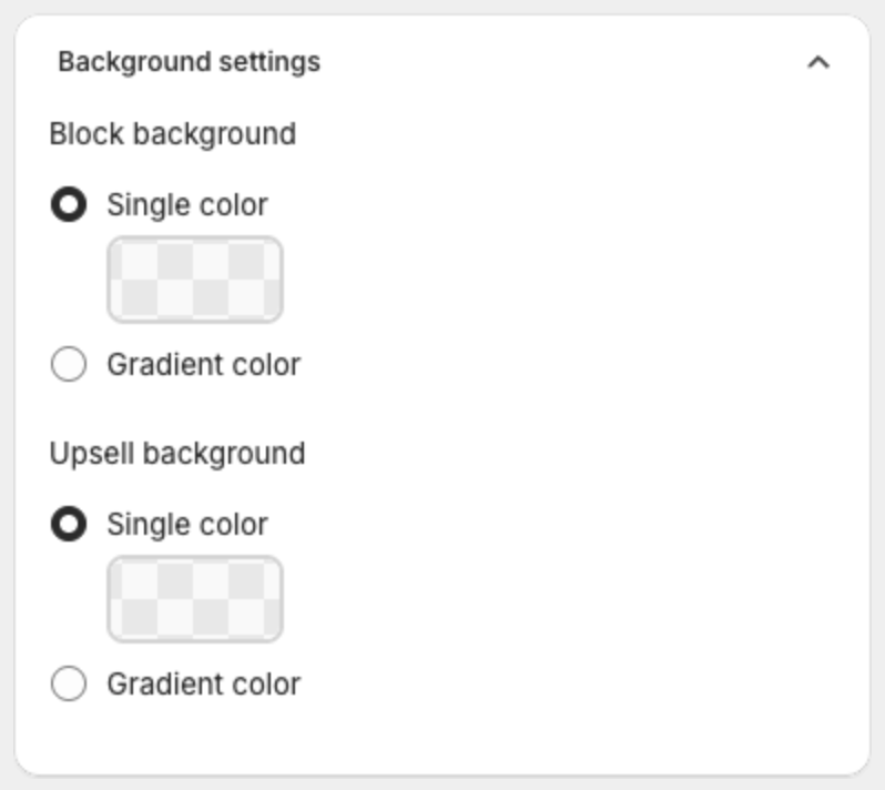 Background settings with block and upsell backgrounds