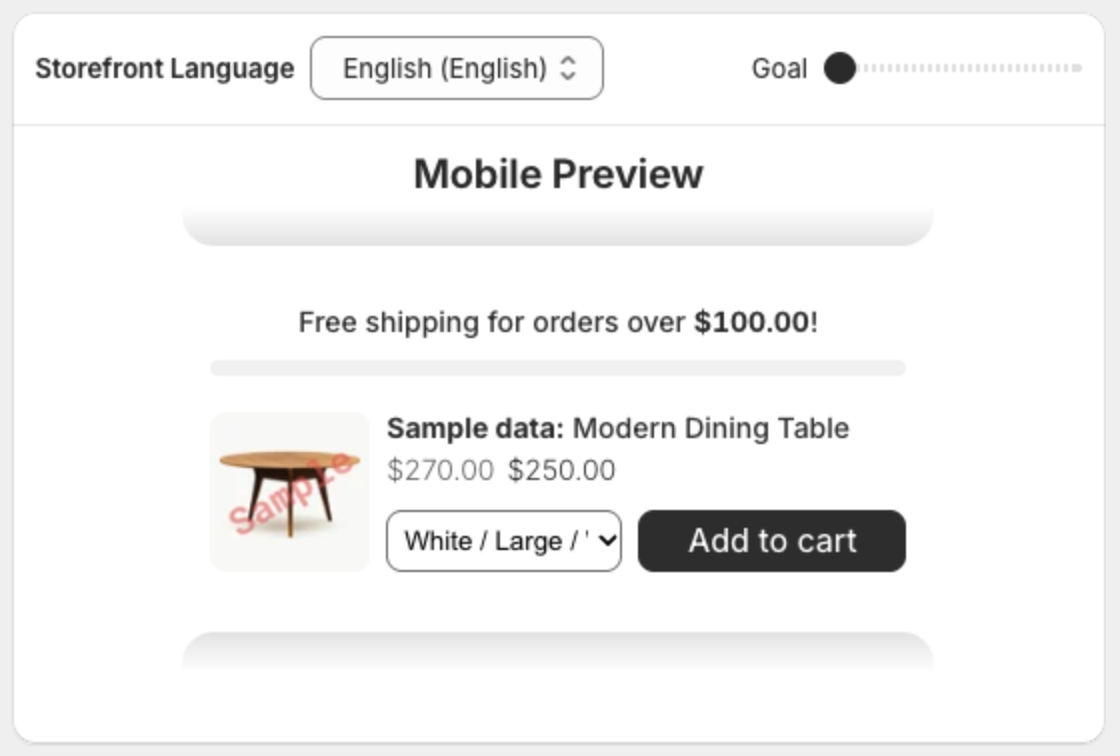 Preview at 0%: Free shipping for orders over $100.00!