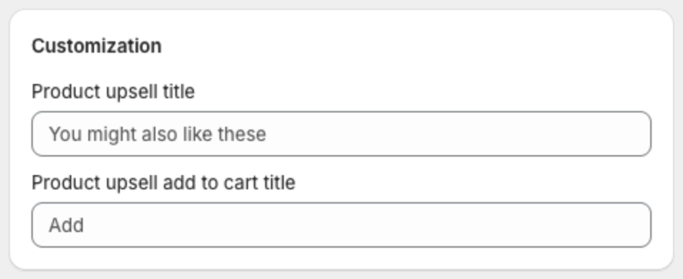 Customization with Product upsell title and Product upsell add to cart title