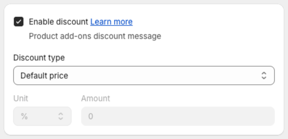 Enable discount with Discount type, Unit and Amount