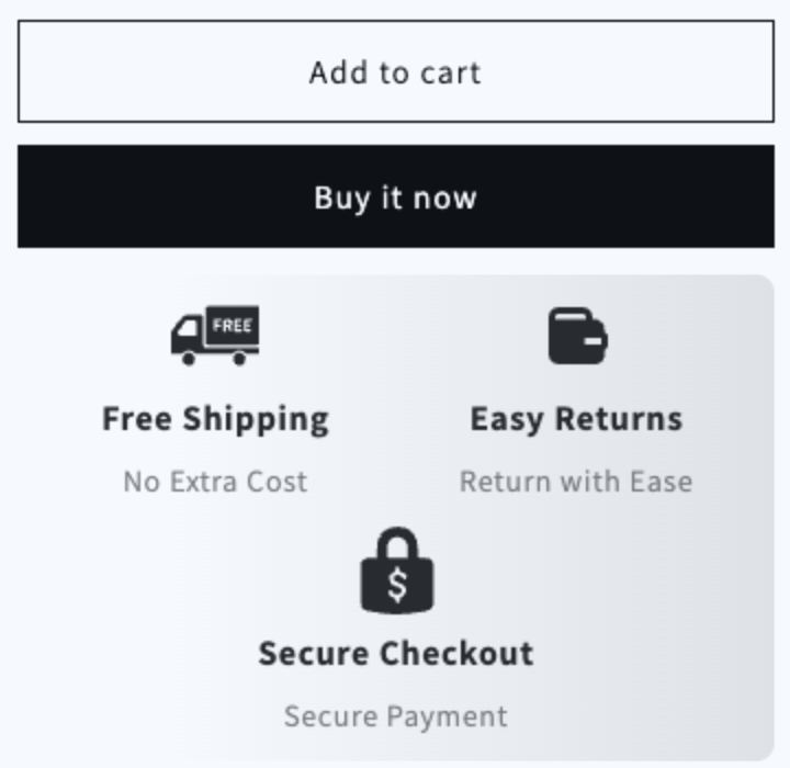 The same trust badges on a mobile product page