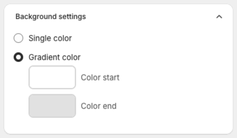 Background settings with Single color and Gradient color